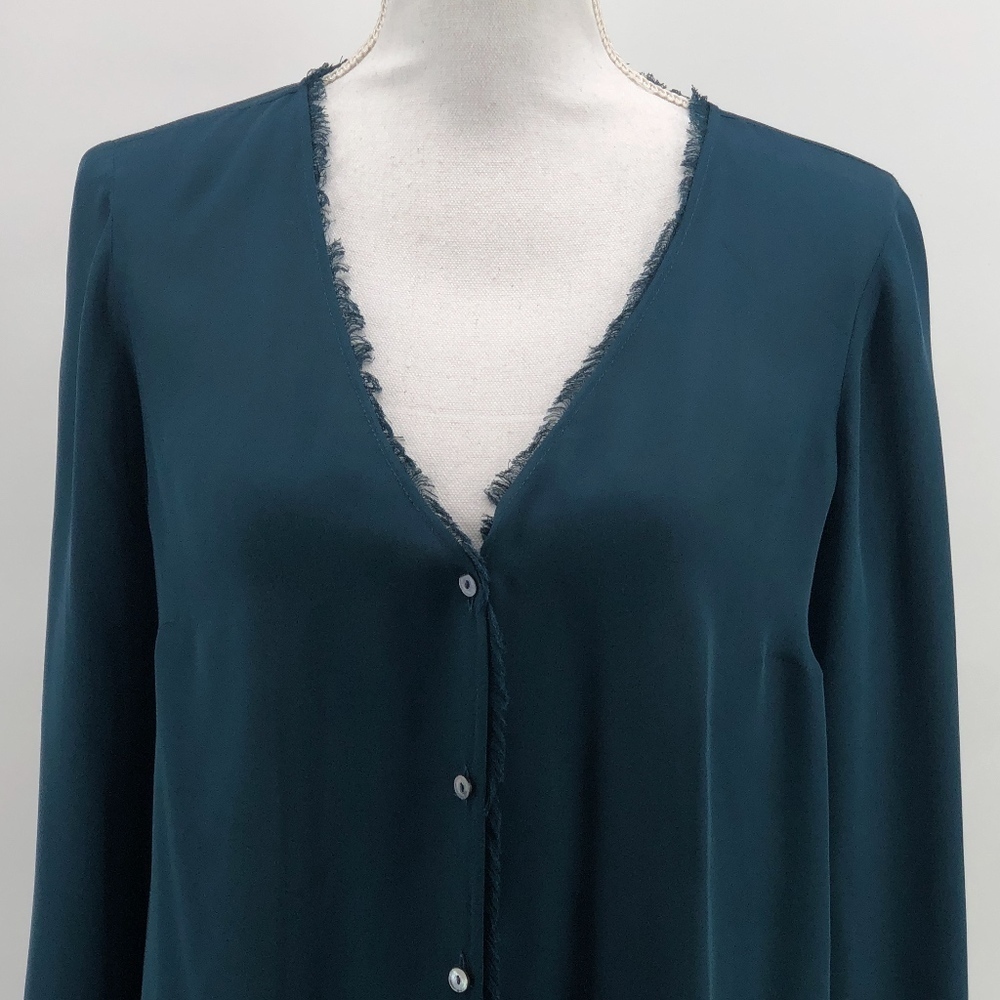 Elizabeth & James Damaris Silk Raw Hem Blouse M
